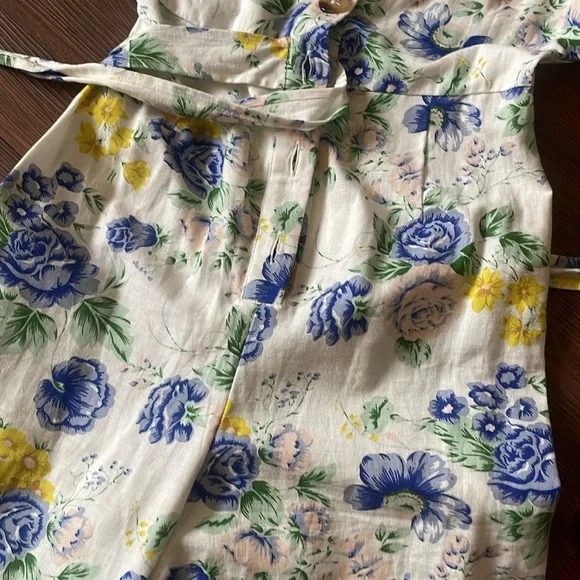 ASOS DESIGN cotton/linen floral print button front collar jumpsuit,Vintage look! - Picture 6 of 10